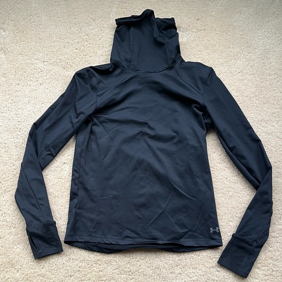 Under Armour RUN Women’s Black Funnel Neck Fitted Sweatshirt - S - EUC - Stretch - Picture 1 of 10